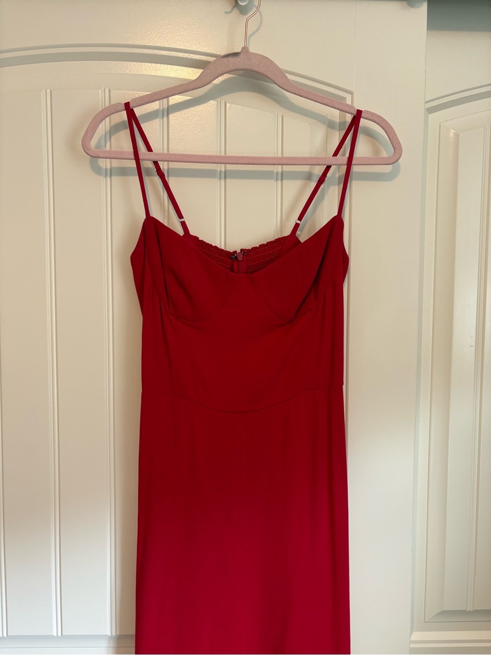 Reformation Isabel Sheath Dress in red cherry midi size 4 - Picture 3 of 10